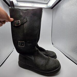 Dr Martens Caite Womens Size 6 Black Mid Calf Soft Leather Zip Buckle Boots